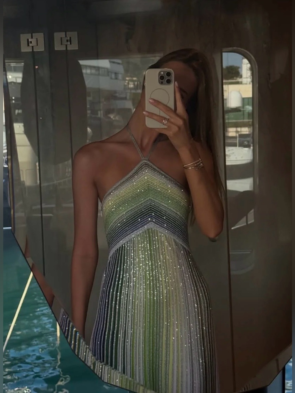 MISSONI GREEN SEQUIN HALTER DRESS ISO!!! - Picture 2 of 6